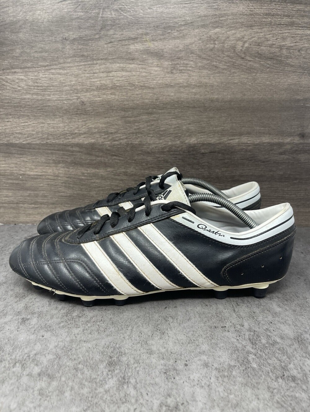 adidas Questra III FG Size 12 Mens Black White Leather Soccer Cleats 511535